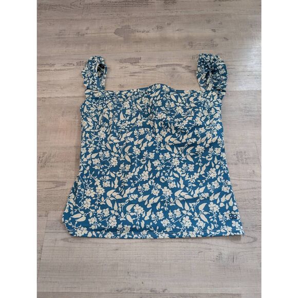 Albion Bella Tankini Top women's XL blue ivy floral full coverage NWTs ruffle - Picture 1 of 5